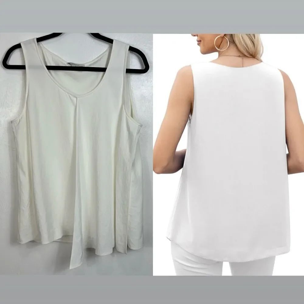 WORTH New York White Sleeveless Scoop Neck Flowy Top Size 12